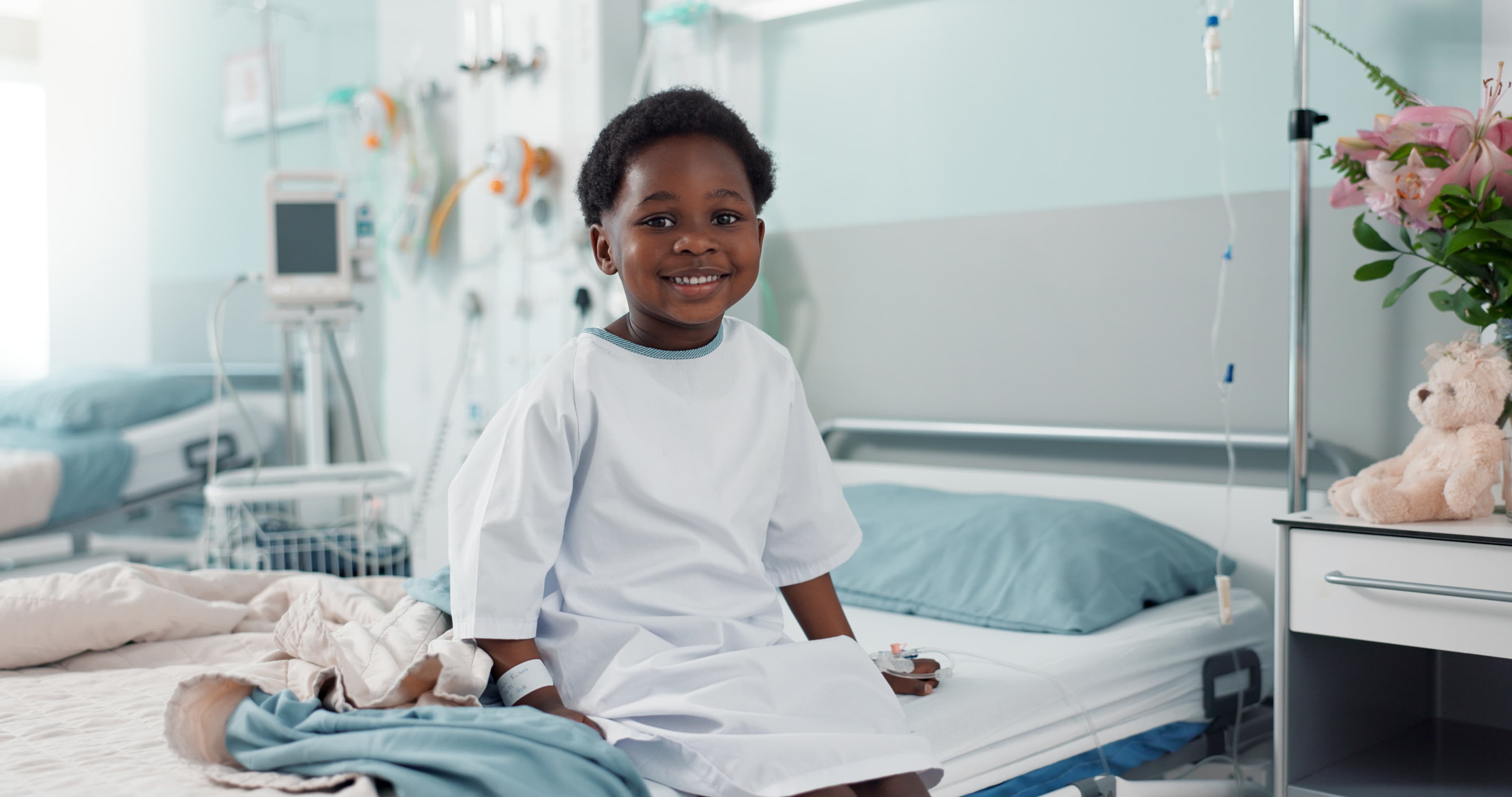 A child receiving treatment at a rural clinic
